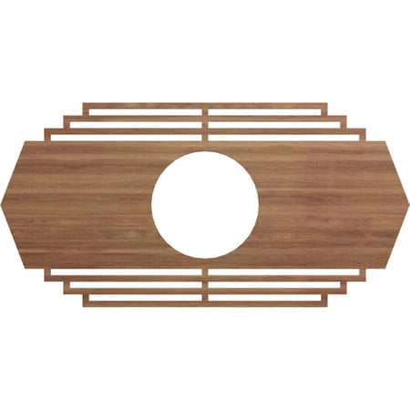 Ekena Millwork Chrysler Wood Fretwork Pierced Ceiling Medallion, Walnut, 40"W x 20"H x 10 1/2"ID x 1/4"T CMWP40X20X0250CSWA